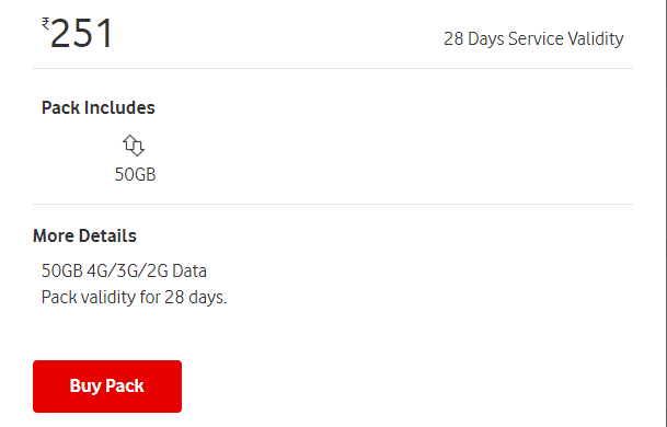 Vodafone Idea Brings Rs. 251 Data Pack in Select Circles, Offers 50GB Data for 28 Days